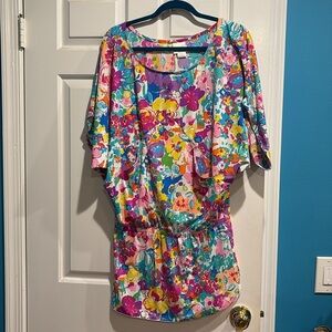CCO SALE! Anne Cole beach swim coverup dress mini floral sz S/M